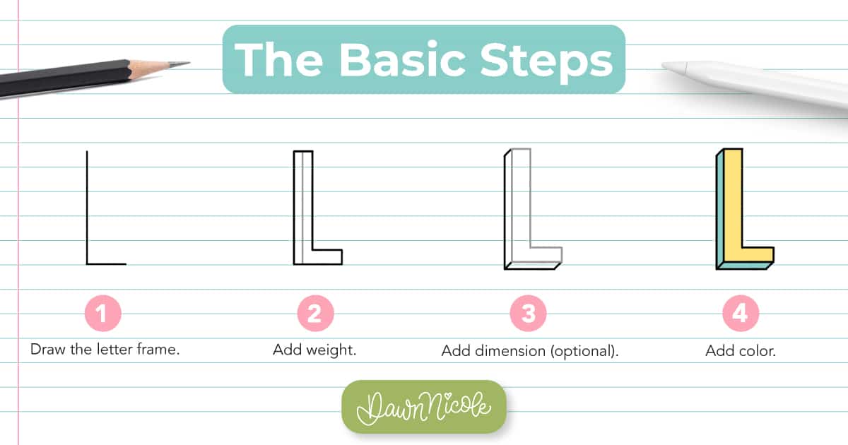 Learn how to draw the block letter L with a step-by-step tutorial. Plus, grab a free practice worksheet!