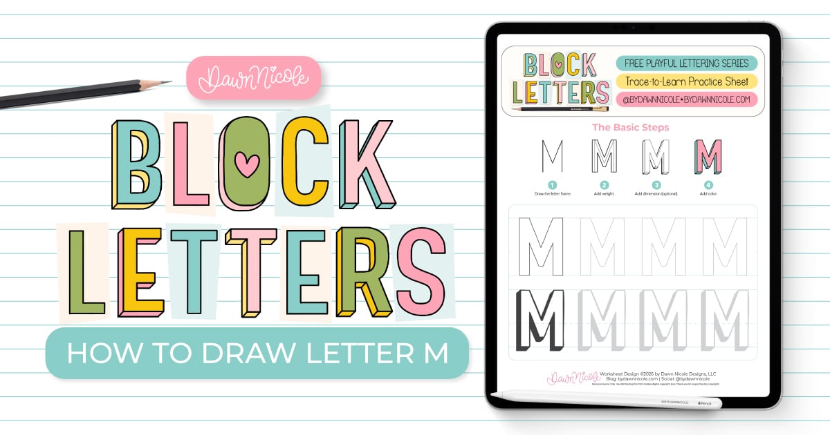 Block Letter M: How to Draw It (+ Free Worksheet). Learn how to draw the block letter M with a step-by-step tutorial.