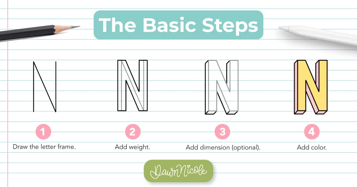 Block Letter N: Step-by-Step