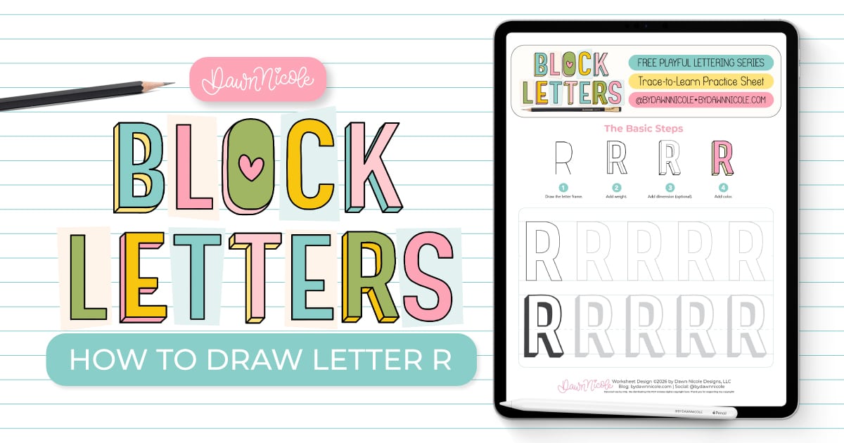 Learn how to draw the block letter R with a step-by-step tutorial. Plus, grab a free practice worksheet!