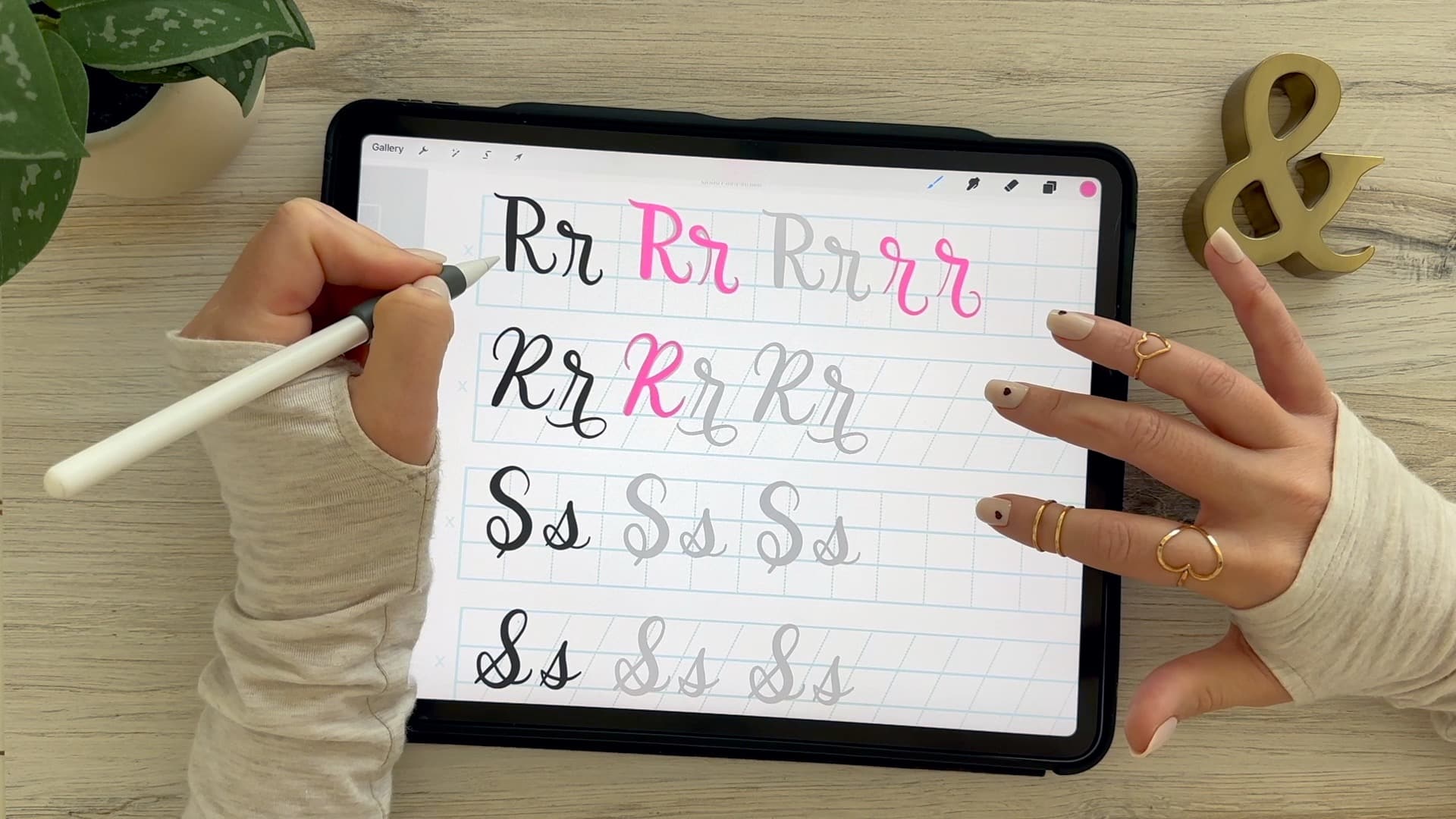 Learn to draw the letter R in this step-by-step brush calligraphy video tutorial for beginners. Follow along with paper or Procreate!