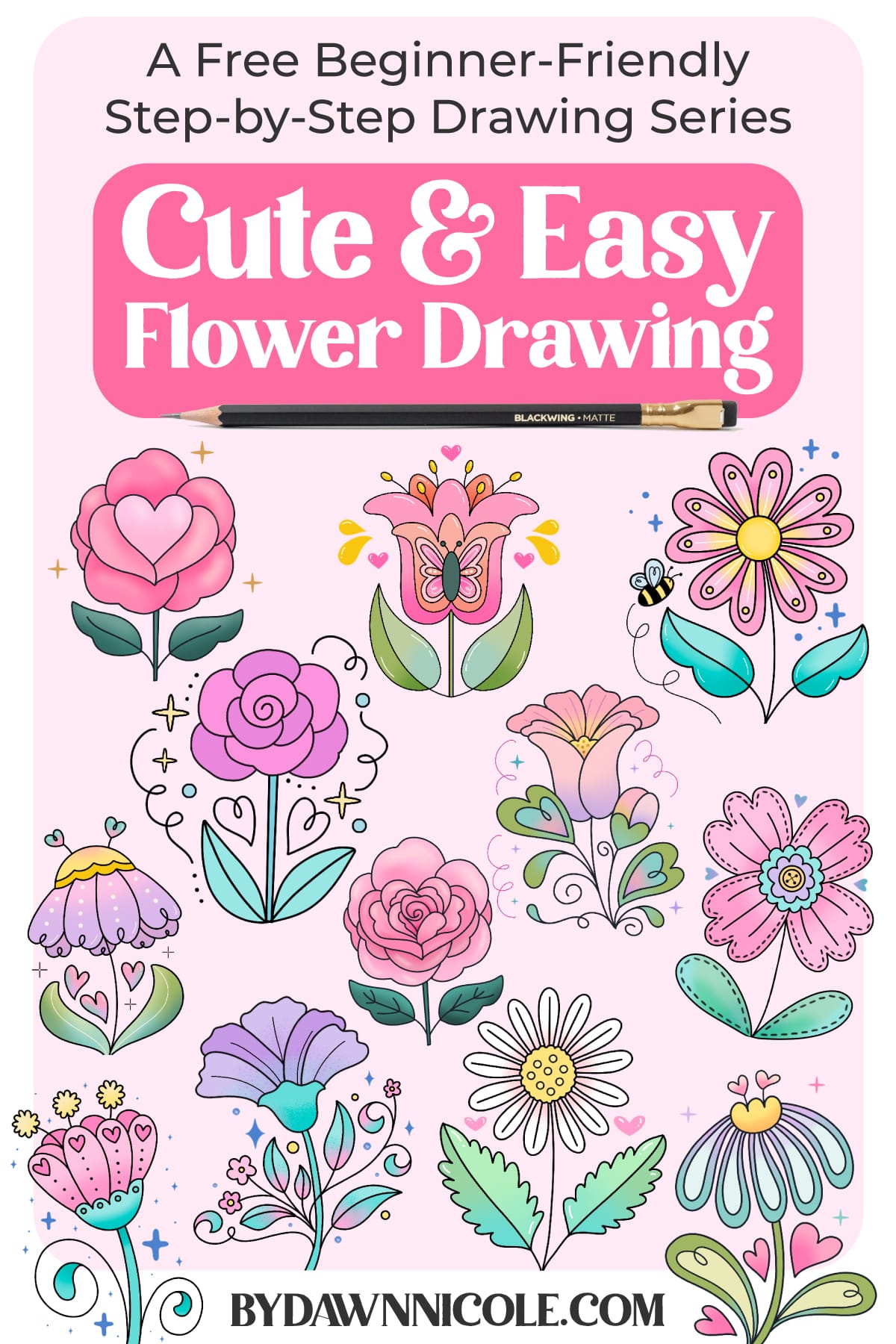 Cute & Easy Flower Drawings (Beginner-Friendly). Learn how to draw cute flowers step-by-step with easy beginner-friendly flower drawing tutorials and ideas. A free series!