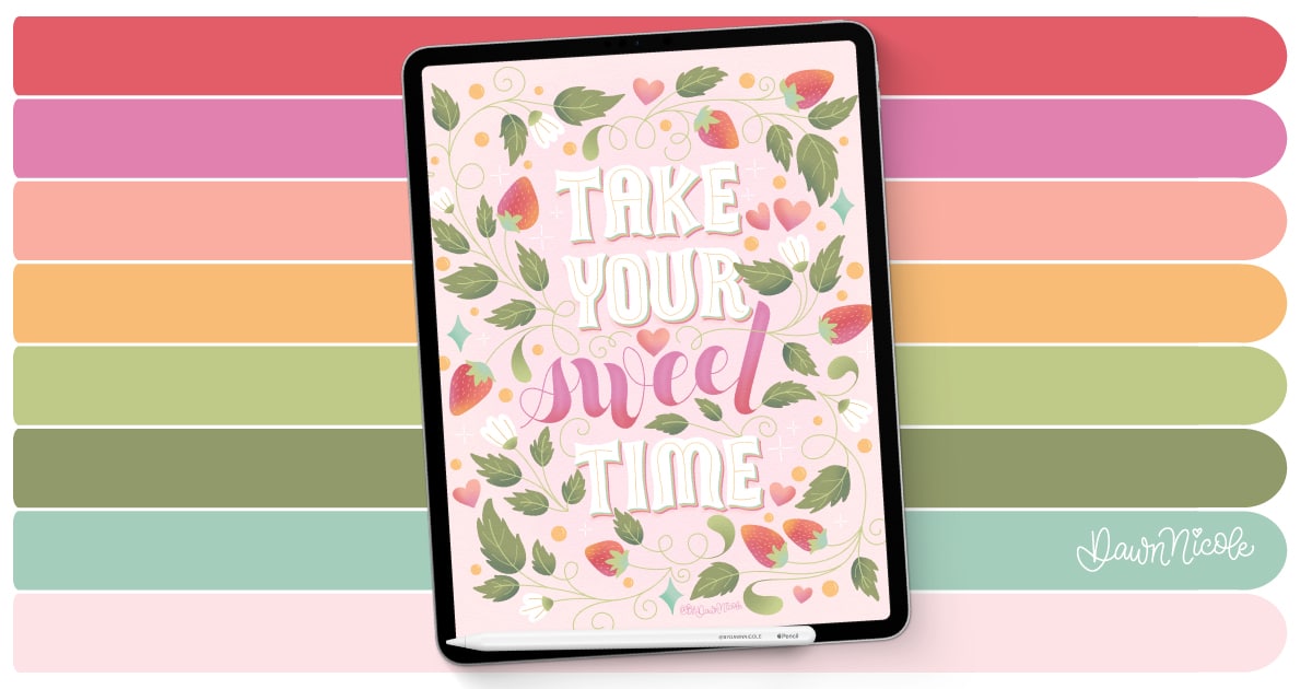 Download my free Sweet Summertime palette—it's bursting with brightness, perfect for lettering and Summery designs.