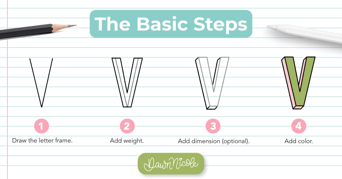Learn how to draw the block letter V with a step-by-step tutorial. Plus, grab a free practice worksheet!