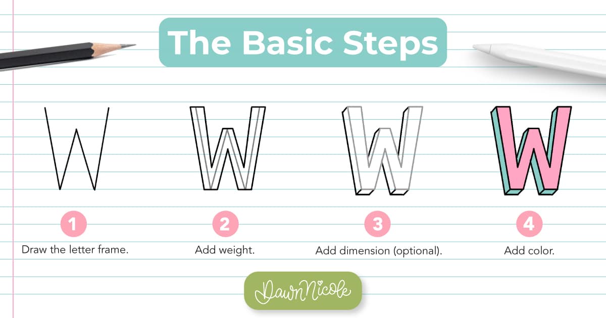 Learn how to draw the block letter W with a step-by-step tutorial. Plus, grab a free practice worksheet!