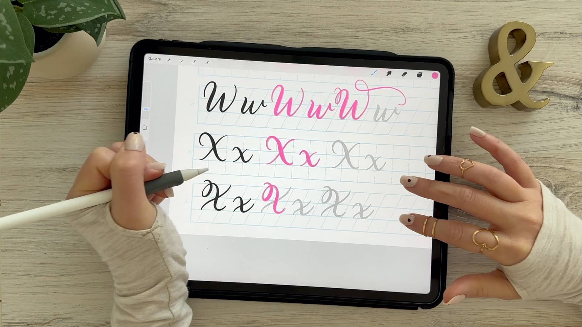 Learn to draw the letter X in this step-by-step brush calligraphy video tutorial for beginners. Follow along with paper or Procreate!