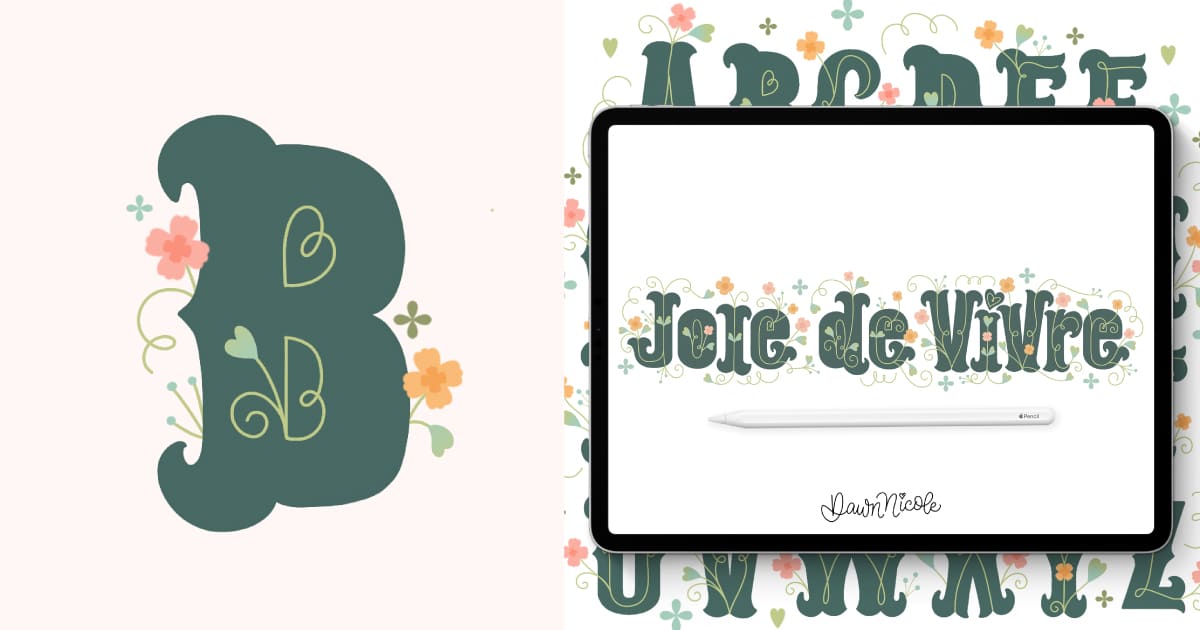 Learn how to draw Flower Letter B in the Joie de Vivre style with a free step-by-step video tutorial and printable practice worksheet.