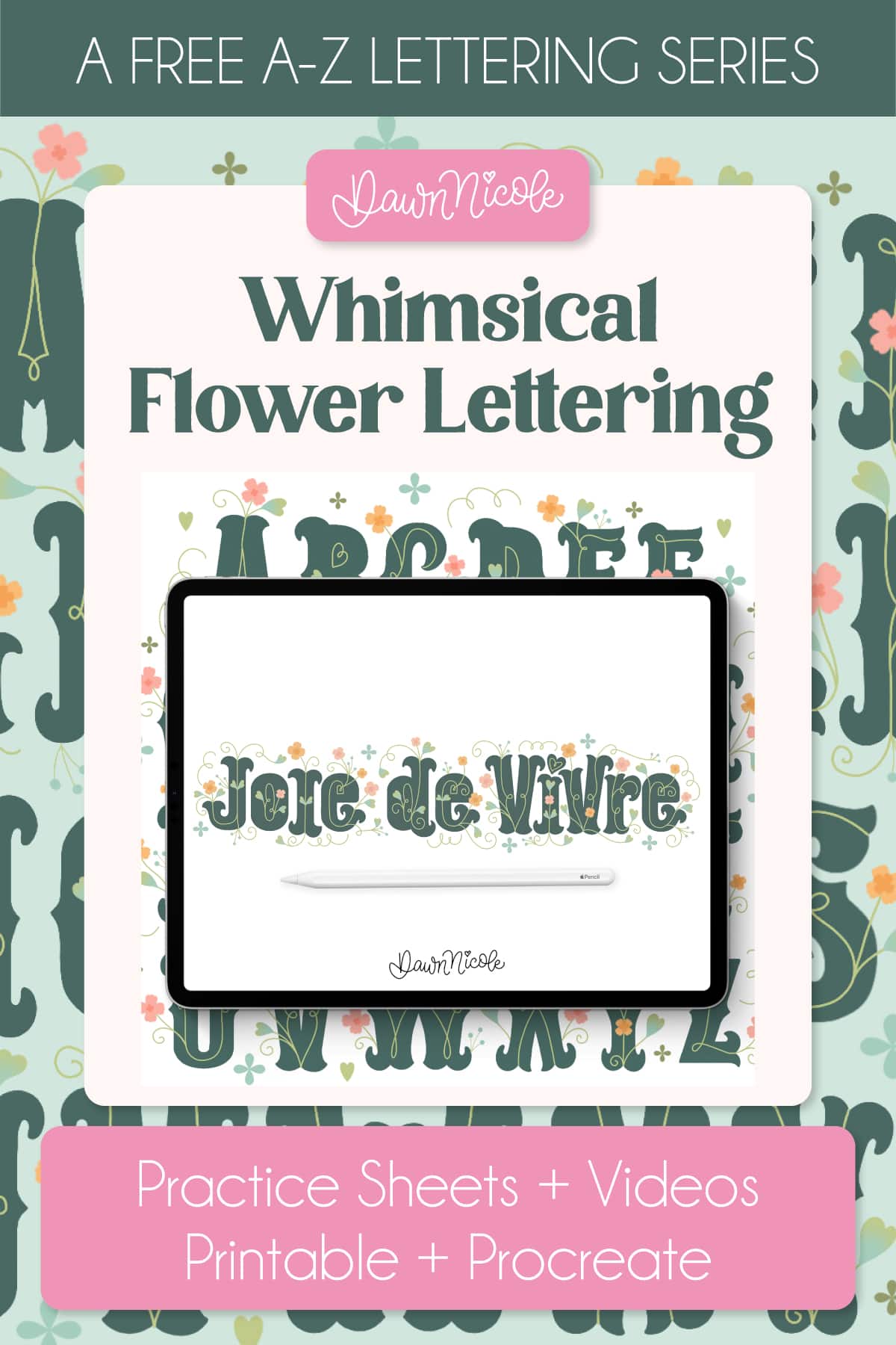 Whimsical Flower Letters Alphabet. Learn how to draw flower letters in a whimsical Gothic Tuscan serif style with free worksheets, tutorials, and videos.