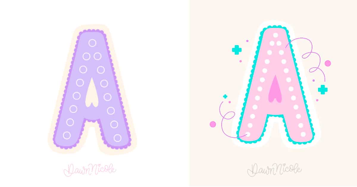 How to Draw Playful Sans Serif Letter A (Video + Practice Sheets): Variations