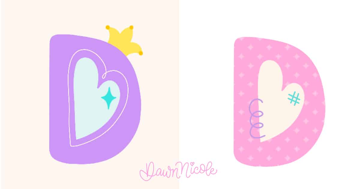 Learn how to draw a playful sans serif D. Follow the free video tutorial and download printable and Procreate practice sheets. Two styles of D.