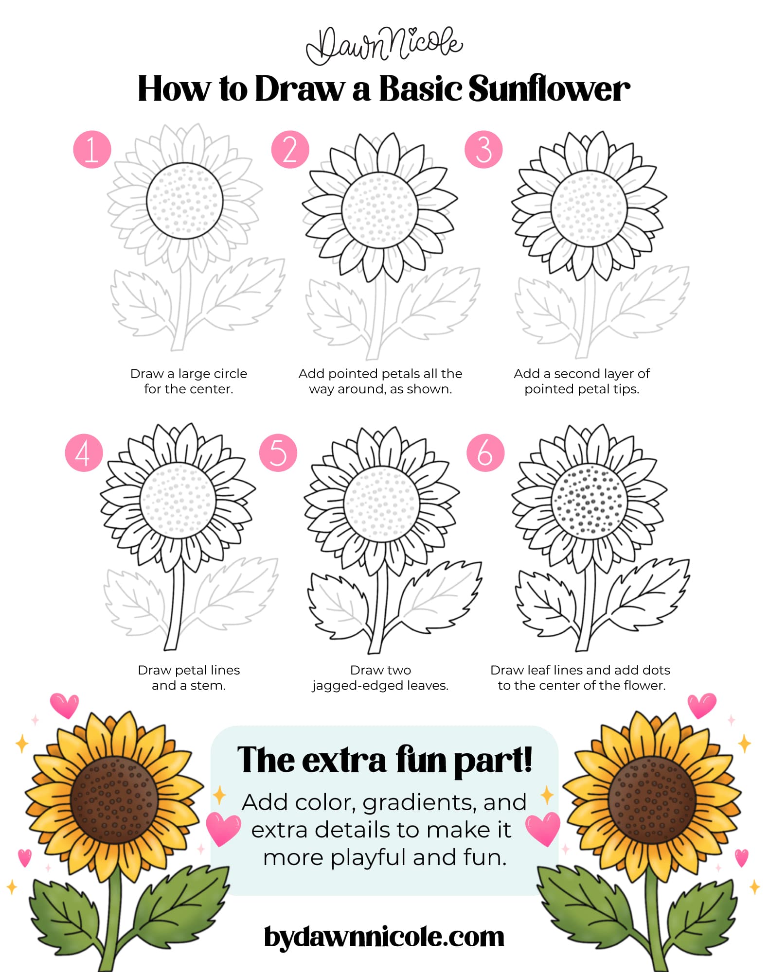 Easy Basic Sunflower Drawing: Step-by-Step