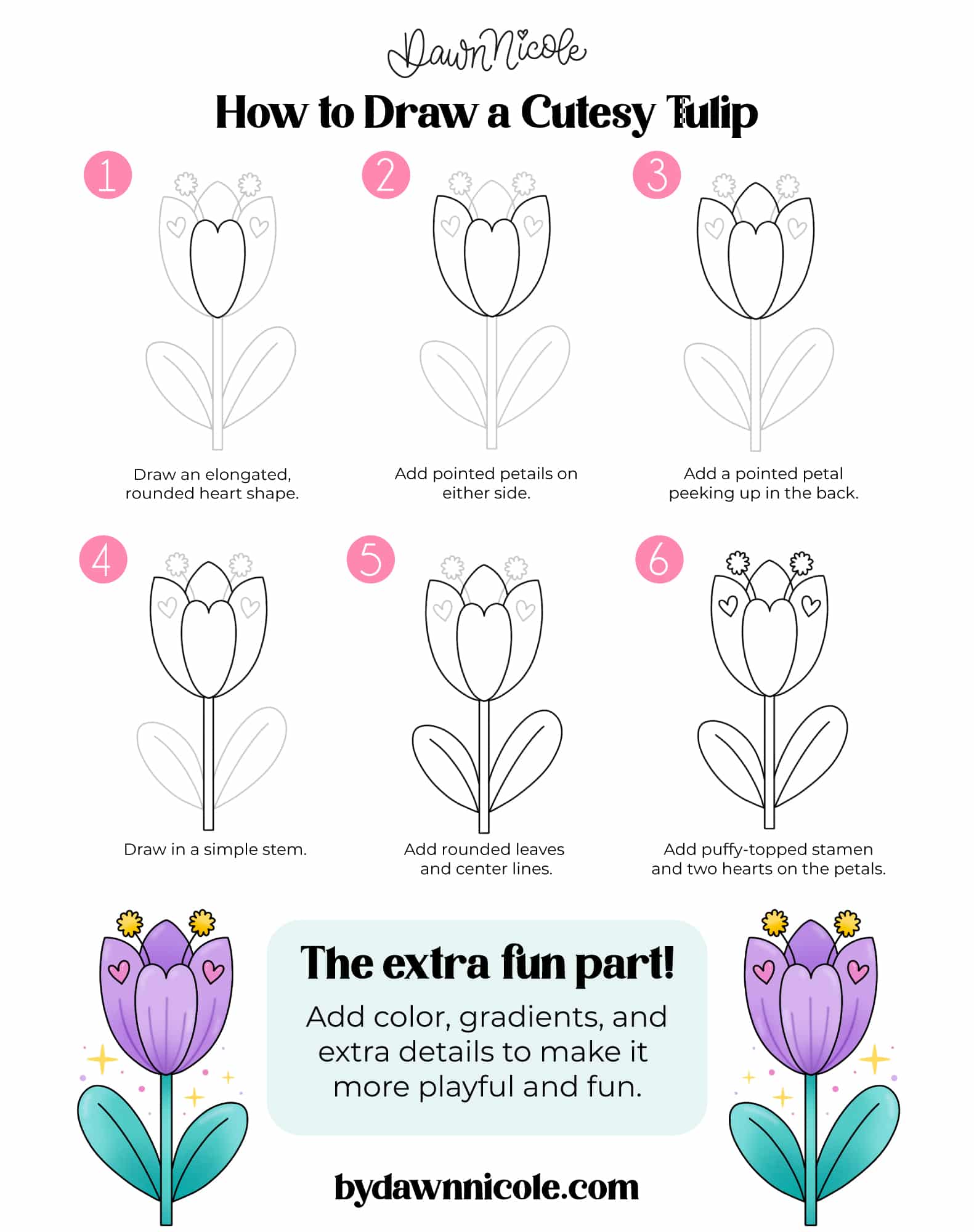How to Draw a Tulip: Cutesy-Style