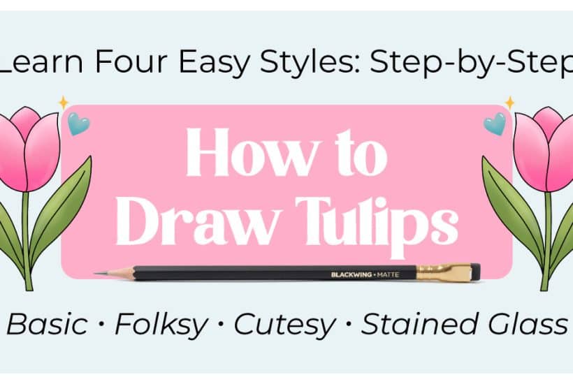 Learn how to create an easy tulip drawing with 4 beginner-friendly styles: basic, folksy, cutesy, and stained glass.