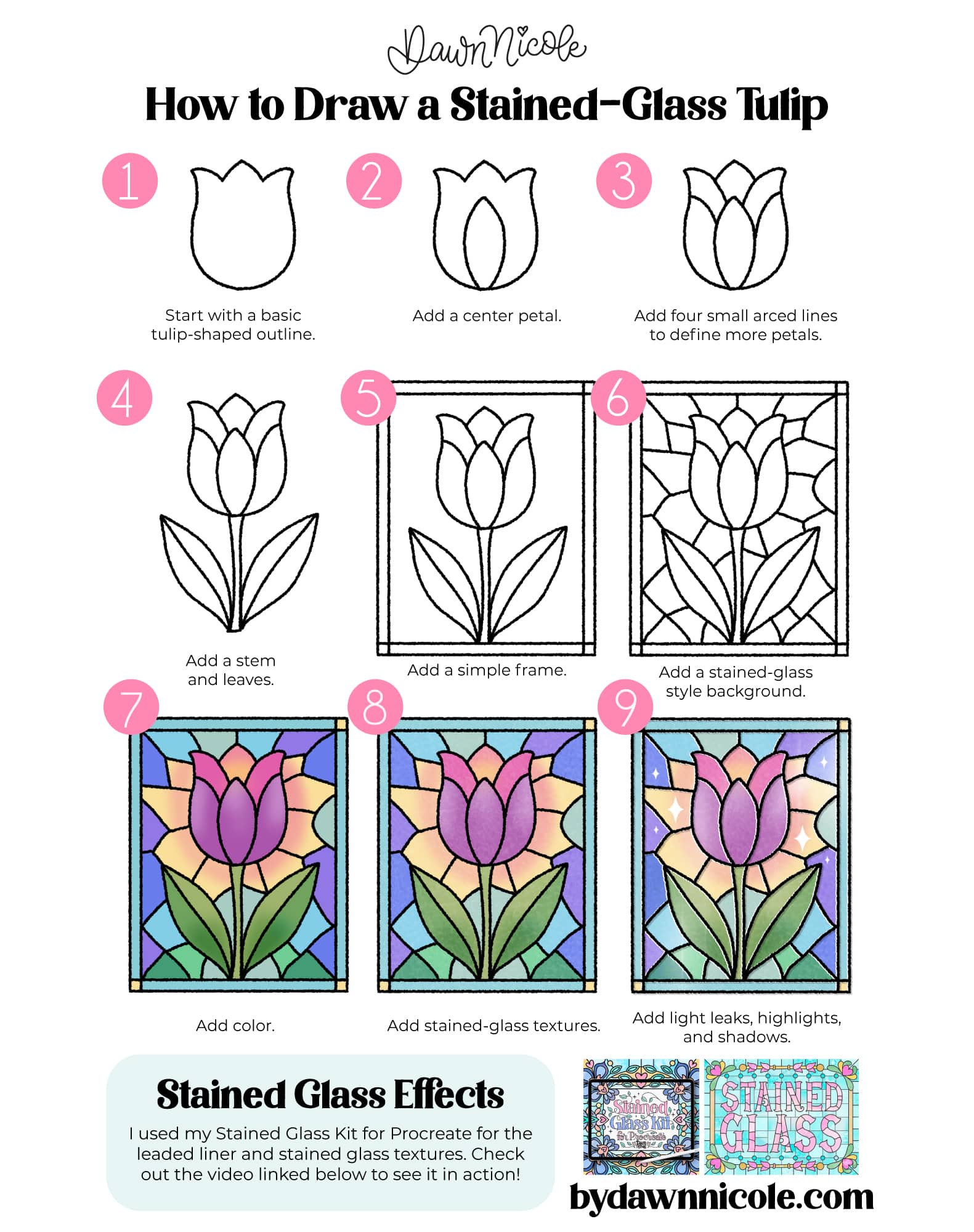 How to Draw a Tulip: Stainted-Glass Style