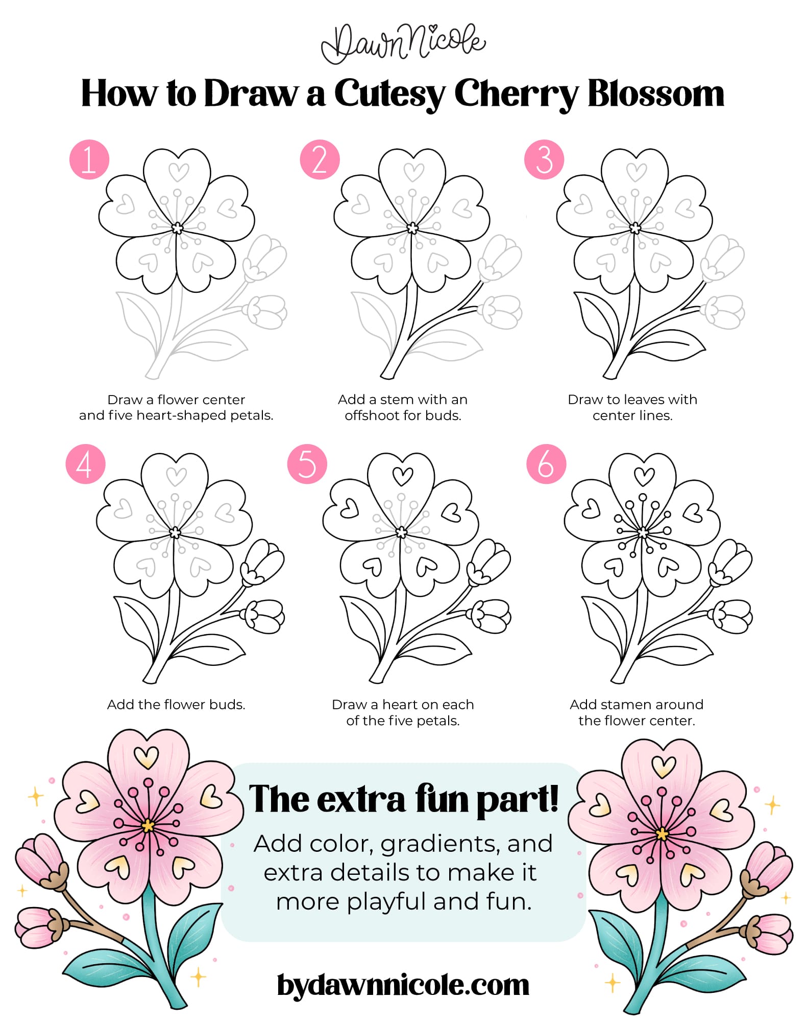 How to Draw a Cherry Blossom: Cutesy