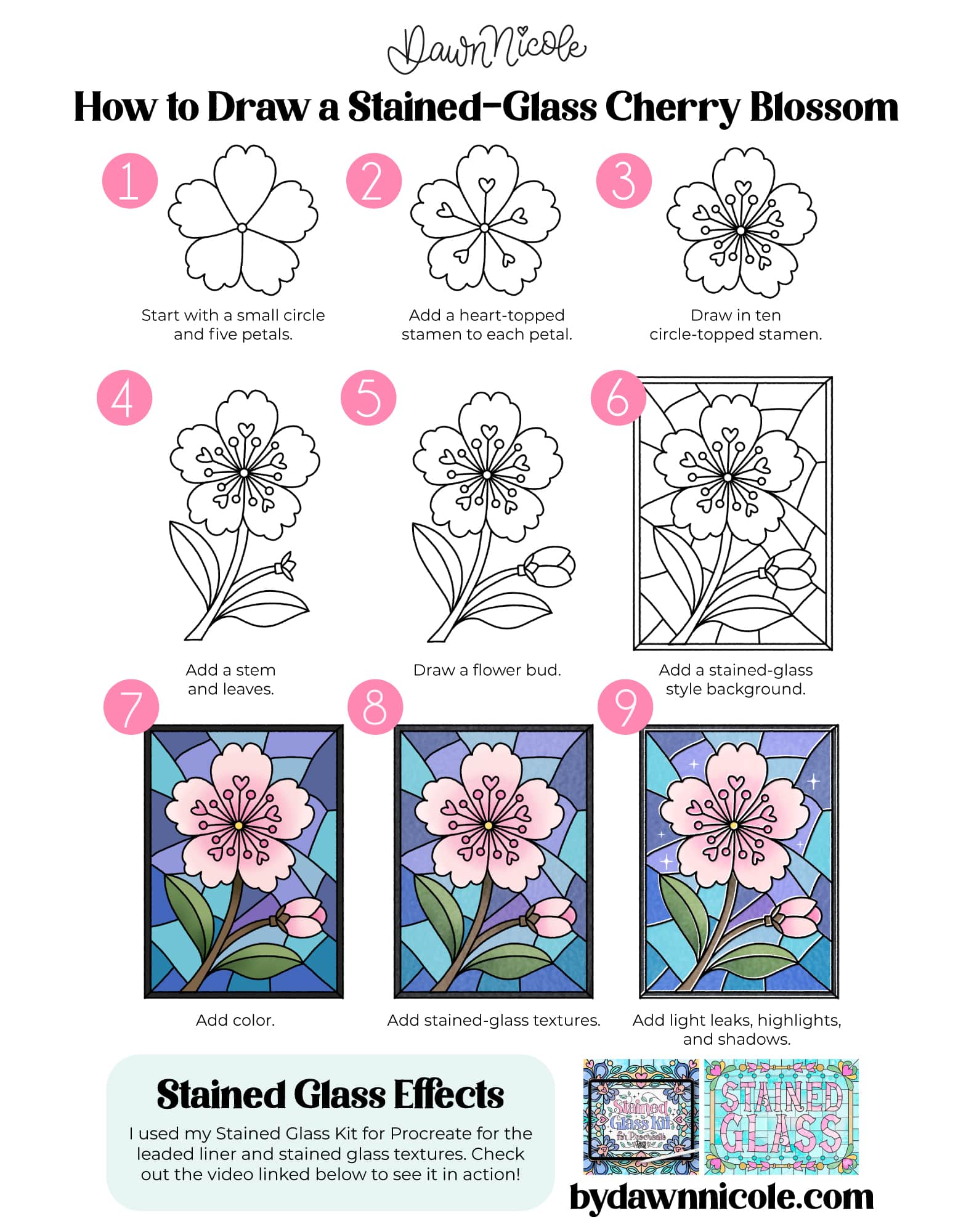 How to Draw Cherry Blossoms: Stained Glass