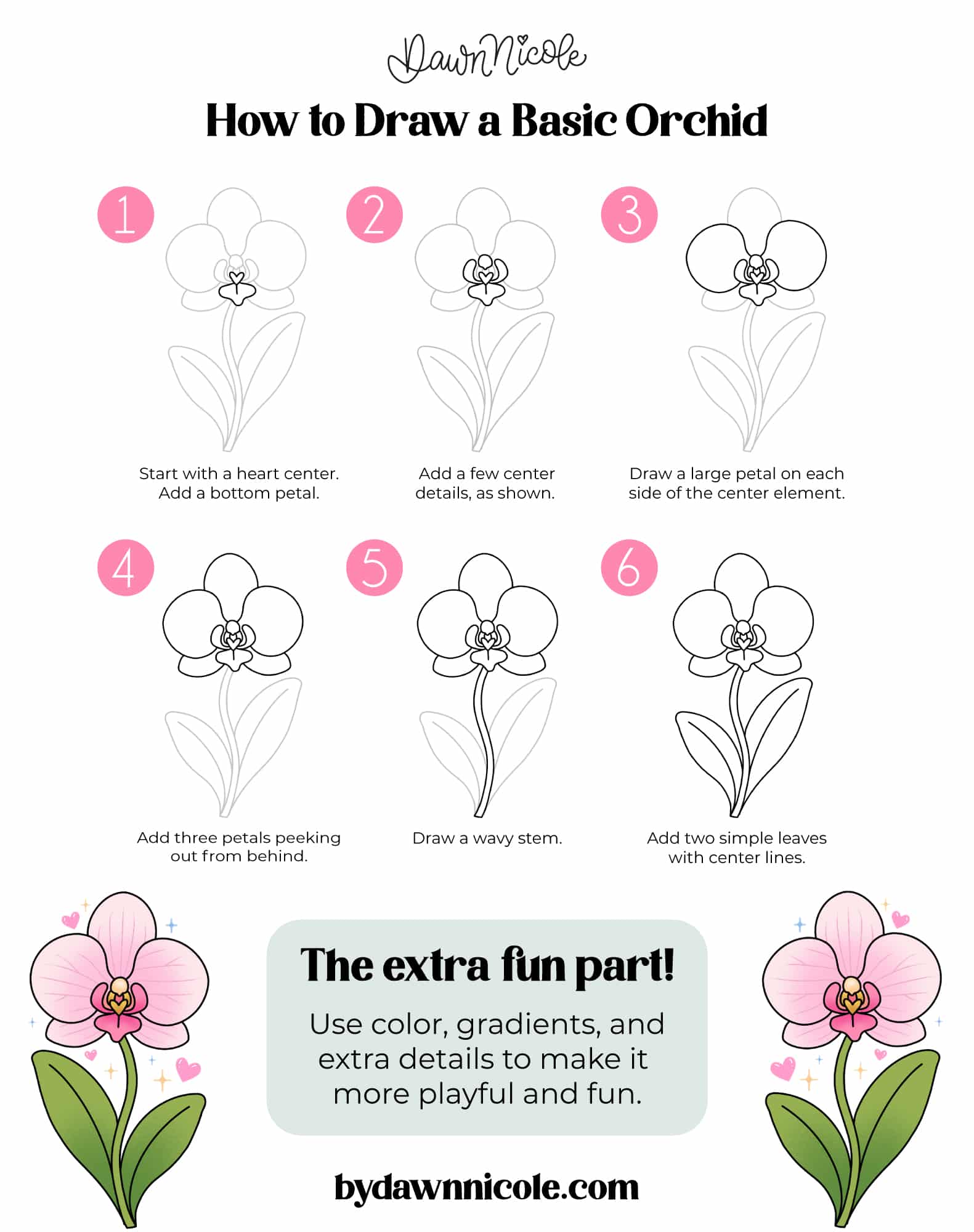 Easy Orchid Drawing: Basic