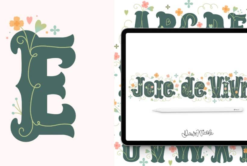 Learn how to draw Flower Letter E in the Joie de Vivre style with a free step-by-step video tutorial and downloadable practice worksheet.