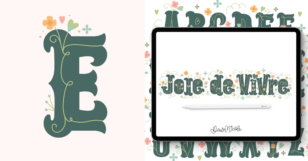 Learn how to draw Flower Letter E in the Joie de Vivre style with a free step-by-step video tutorial and downloadable practice worksheet.