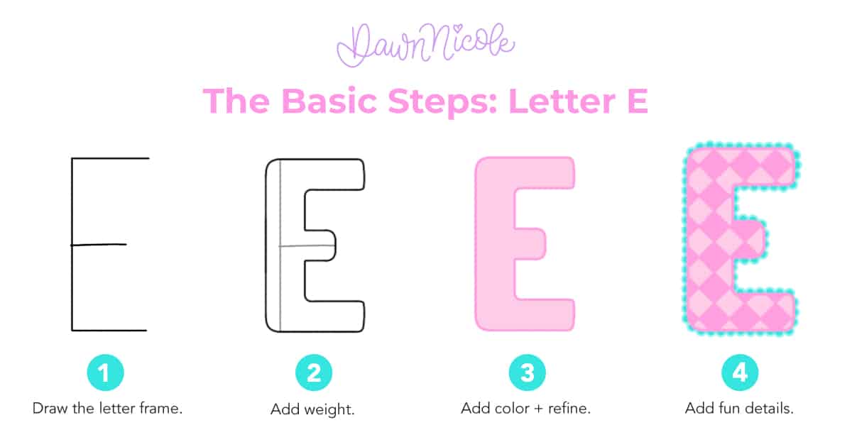 Playful Sans Serif E: Steps